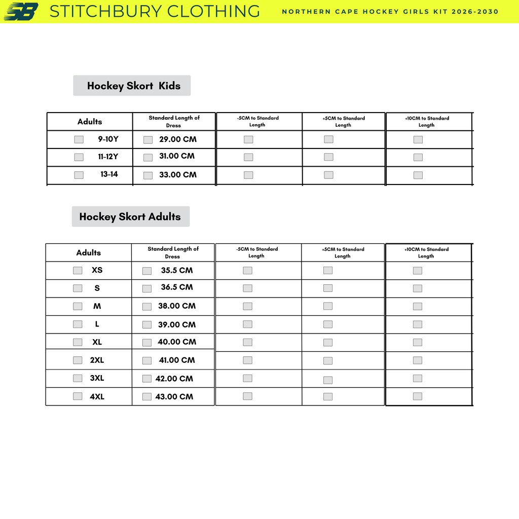 GIRLS KIT l Northern Cape Hockey 2026-2030