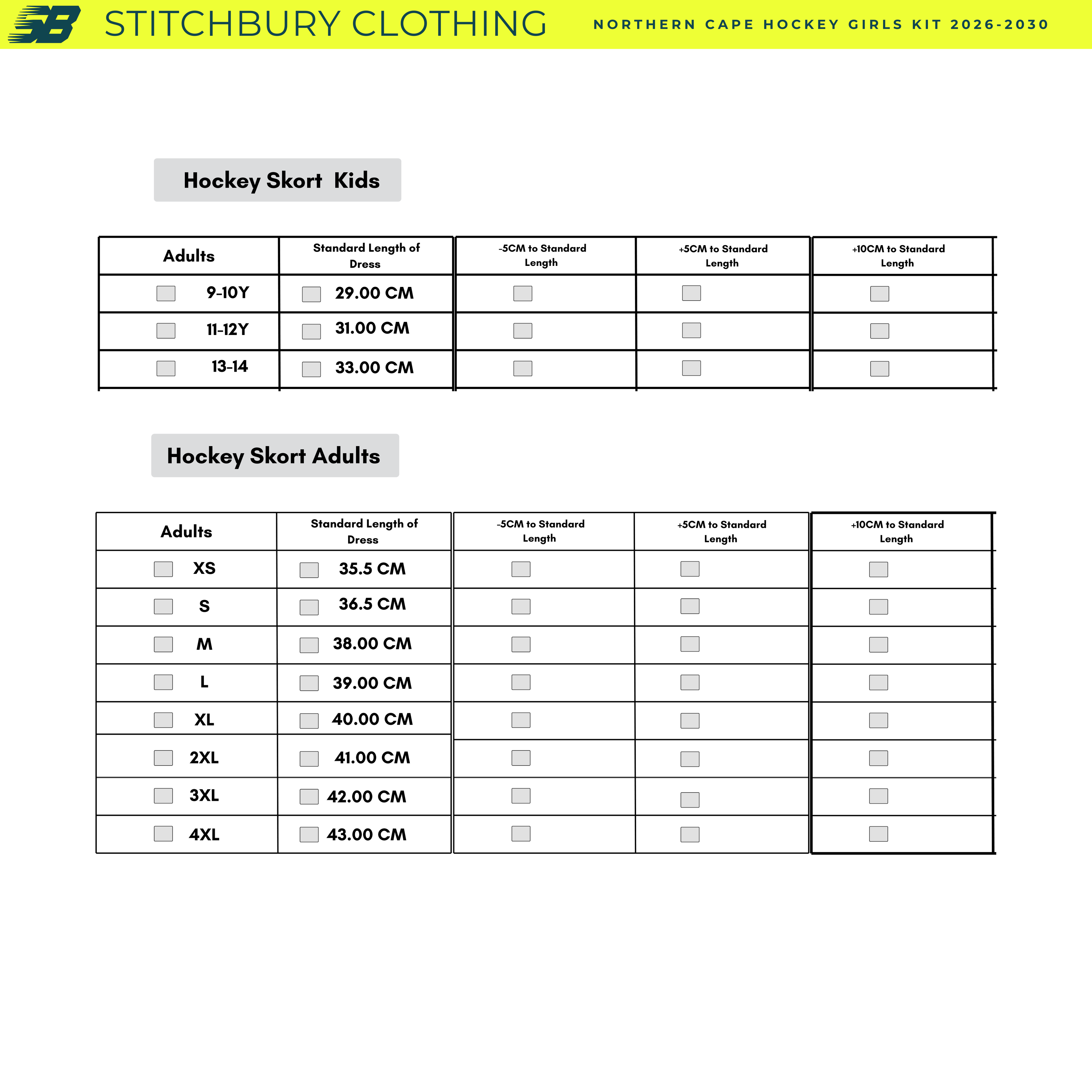 GIRLS KIT l Northern Cape Hockey 2026-2030